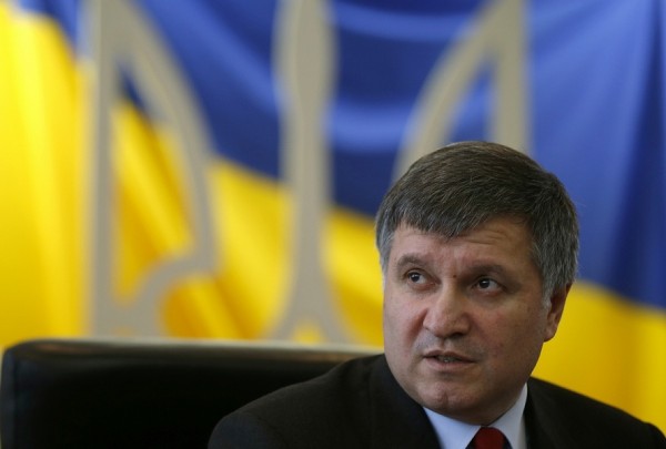 Ukraine's acting Interior Minister Avakov speaks during a news conference in Kiev