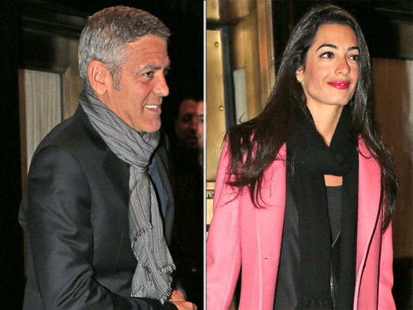 George Clooney exits the Carlyle hotel on the way to dinner in New York City
