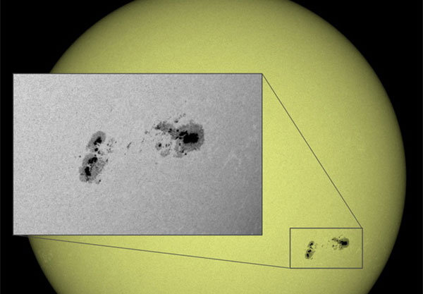 Огромная группировка солнечных пятен распадается в новом видео от НАСА