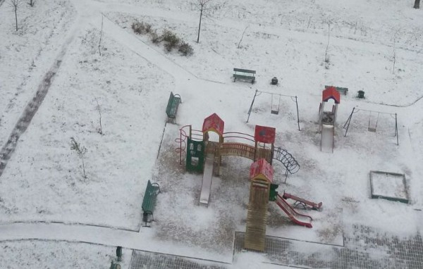 __ детская площадка, зима, снег